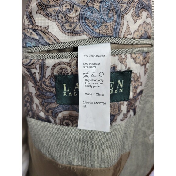 Ralph Lauren‎ Mens Gray Rayon Blend Sport Coat Jacket 48L - Picture 9 of 10